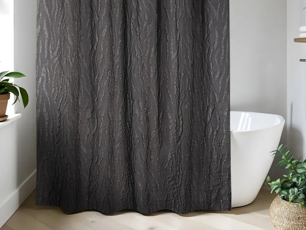 Zasłona prysznicowa ARUSHA 180x200 cm efekt zebry czarna * TENDANCE Best