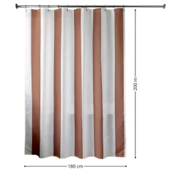 Zasłona prysznicowa Nola 180x200 cm pasy mocha * TENDANCE