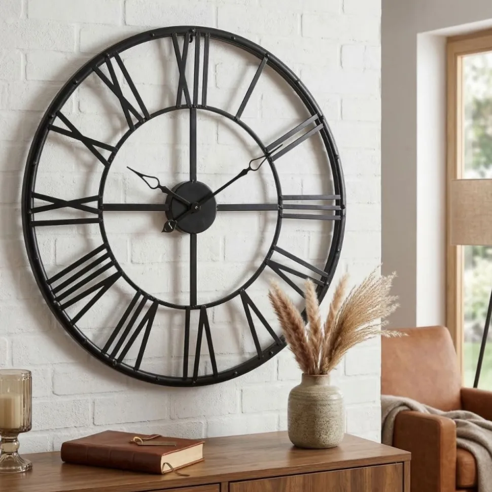 Zegar ścienny vintage czarny 70 cm