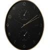 Zegar ścienny z termometrem czarno złoty 34,5 cm