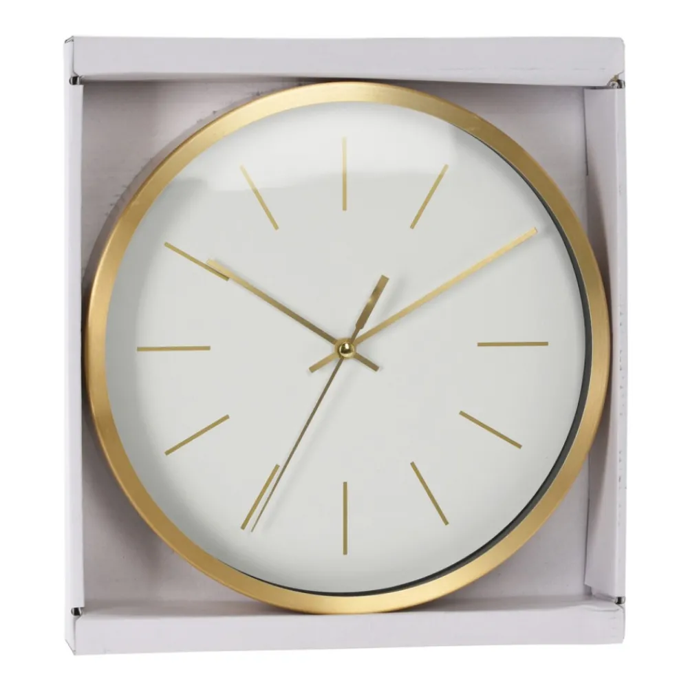Zegar ścienny okrągły biało złoty 25 cm * H&S Decoration Sale