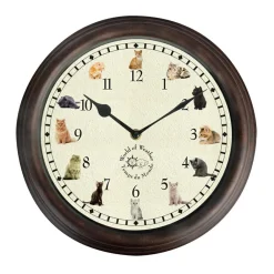 Zegar z odgłosami kotów Ścienny 30 cm * Esschert Design New