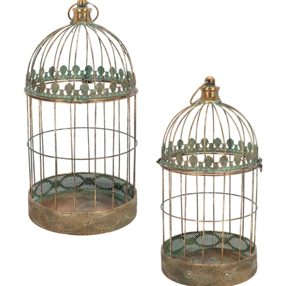 Zestaw 2 dekoracyjnych klatek w stylu vintage h49,5 cm