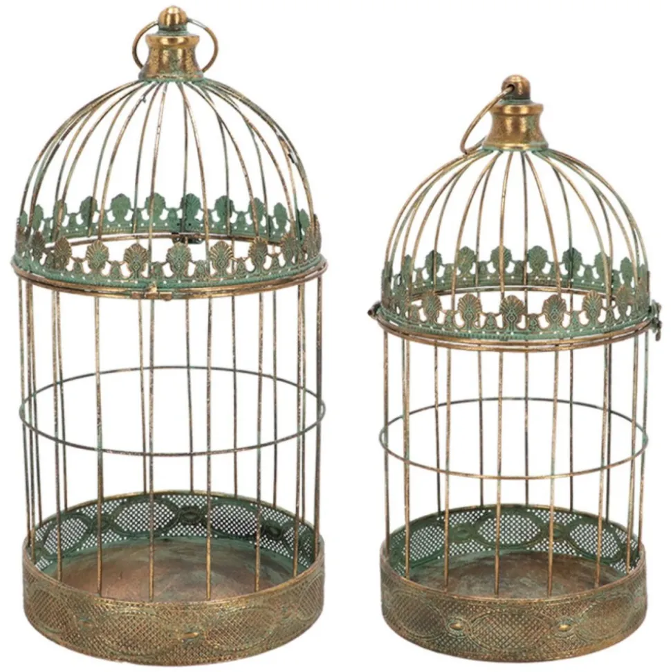 Zestaw 2 dekoracyjnych klatek w stylu vintage h49,5 cm
