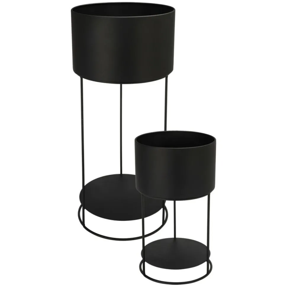 Zestaw 2 donic na stojakach czarny 25,5x56,5 i 20x34,5 cm
