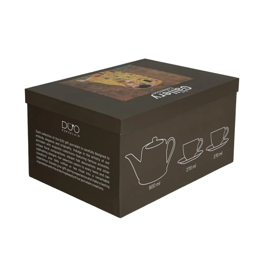 Zestaw 2 filiżanek 270 ml z dzbankiem i z zaparzaczem Klimt THE KISS 900 ml