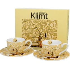 Zestaw 2 filiżanek espresso Klimt Ecru Tree Of Life 90 ml