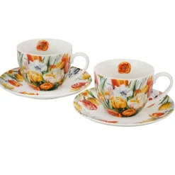 Zestaw 2 filiżanek ze spodkami Tulipany 270 ml