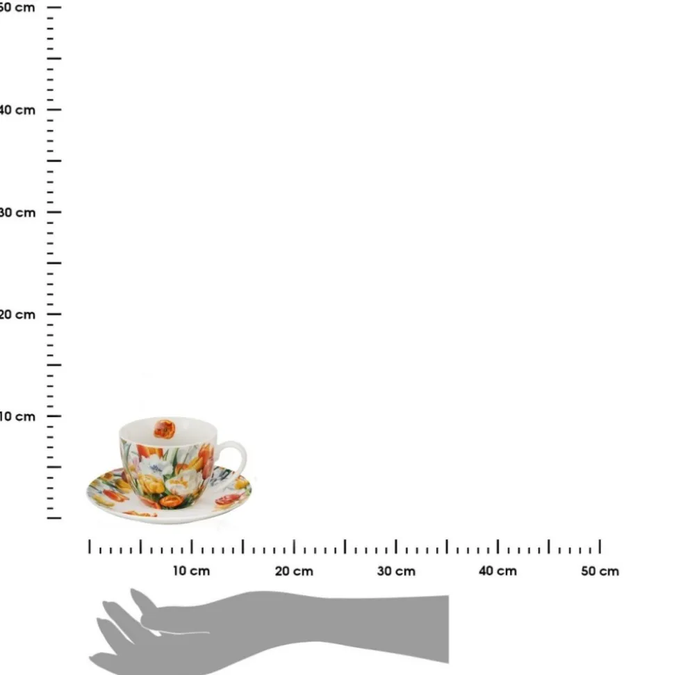 Zestaw 2 filiżanek ze spodkami Tulipany 270 ml