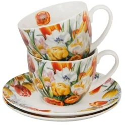 Zestaw 2 filiżanek ze spodkami Tulipany 270 ml