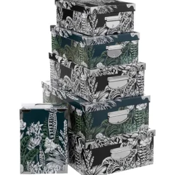 Zestaw 6 kartonowych pudełek Black Flora
