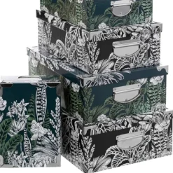 Zestaw 6 kartonowych pudełek Black Flora