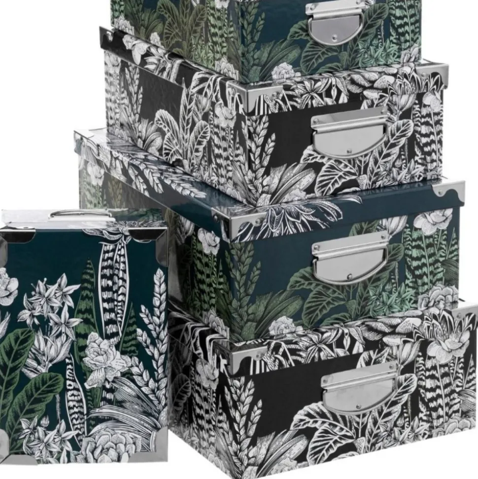 Zestaw 6 kartonowych pudełek Black Flora
