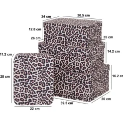 Zestaw 4 kartonowych pudełek Leopard