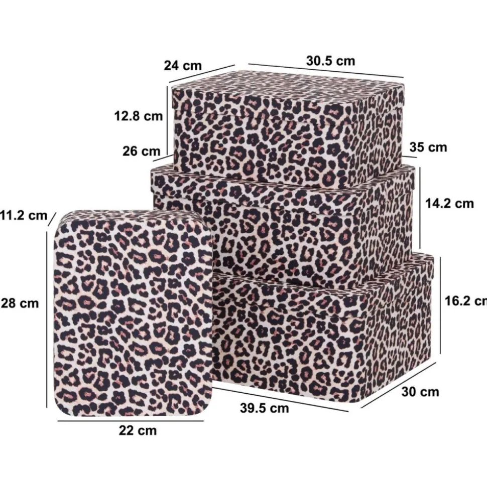 Zestaw 4 kartonowych pudełek Leopard