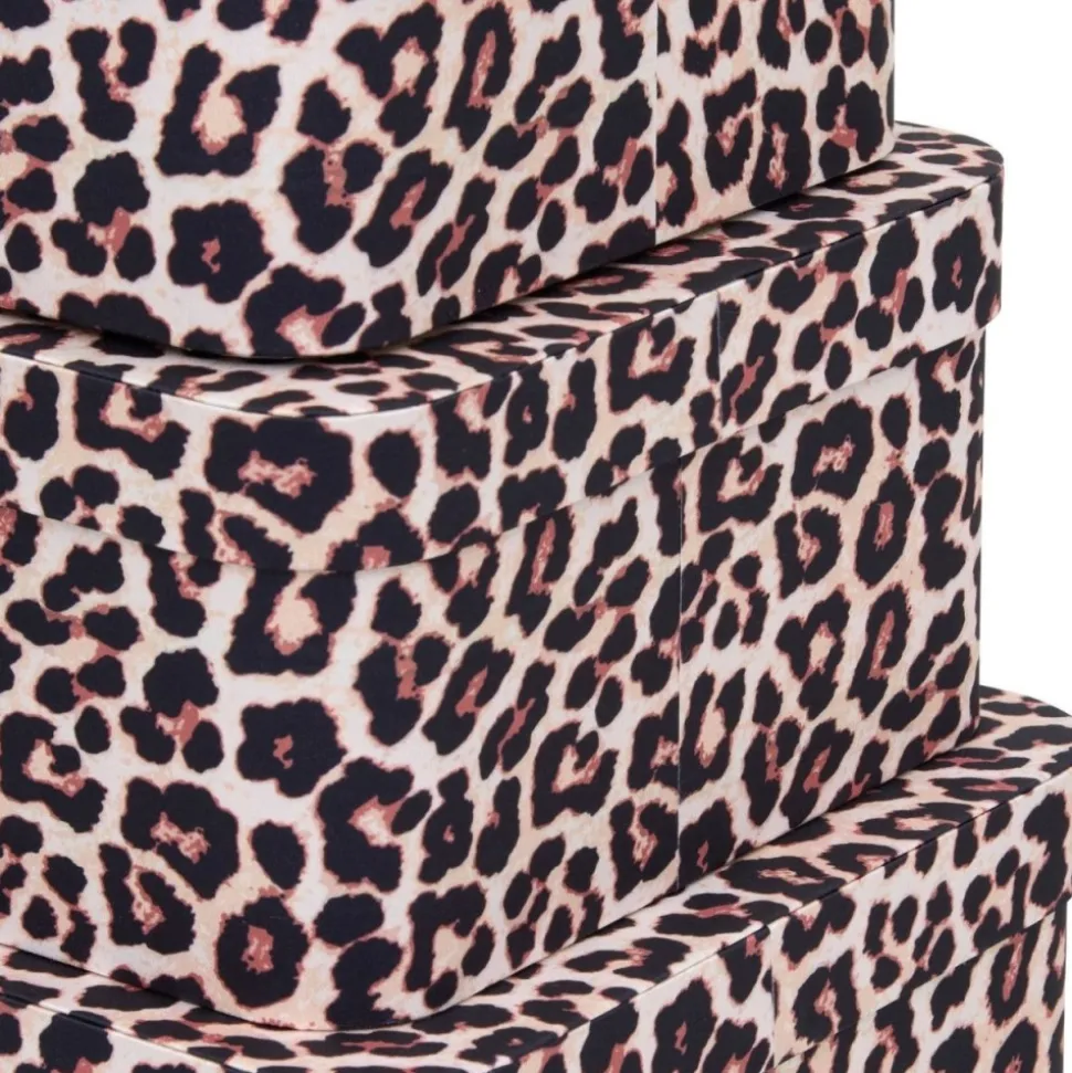 Zestaw 4 kartonowych pudełek Leopard