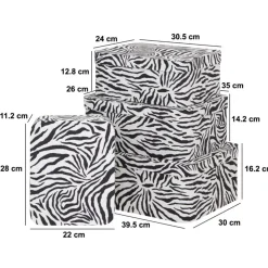 Zestaw 4 kartonowych pudełek Zebra