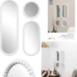 Zestaw 3 luster PEBBLE biała rama