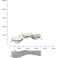 Zestaw 3 porcelanowych miseczek na stojaku