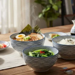 Zestaw 4 szt misek porcelanowych Blue Wave