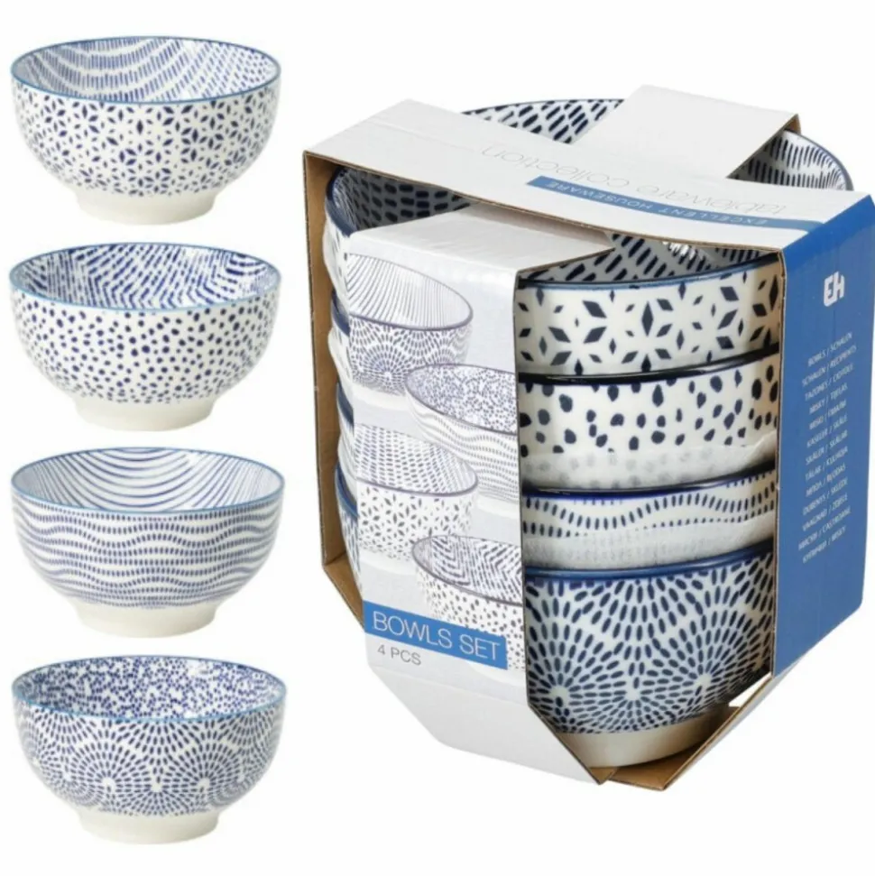 Zestaw 4 szt misek porcelanowych Blue Wave