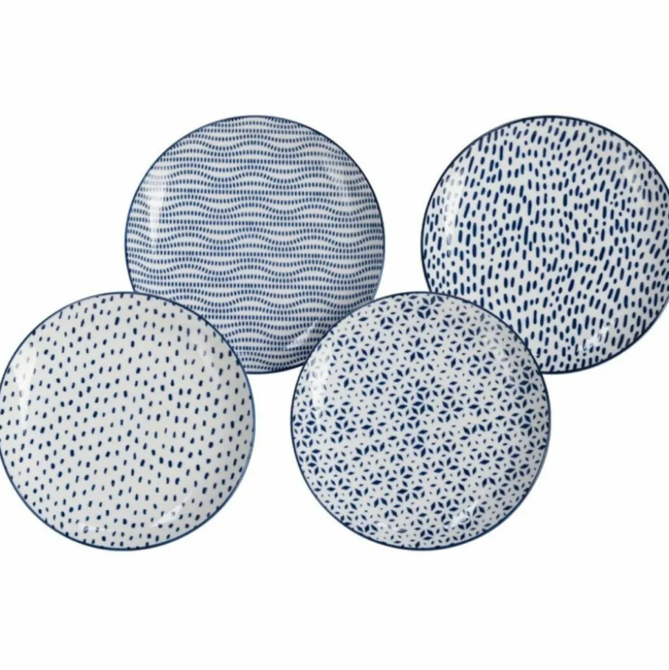 Zestaw 4 szt talerzy porcelanowych Blue Wave