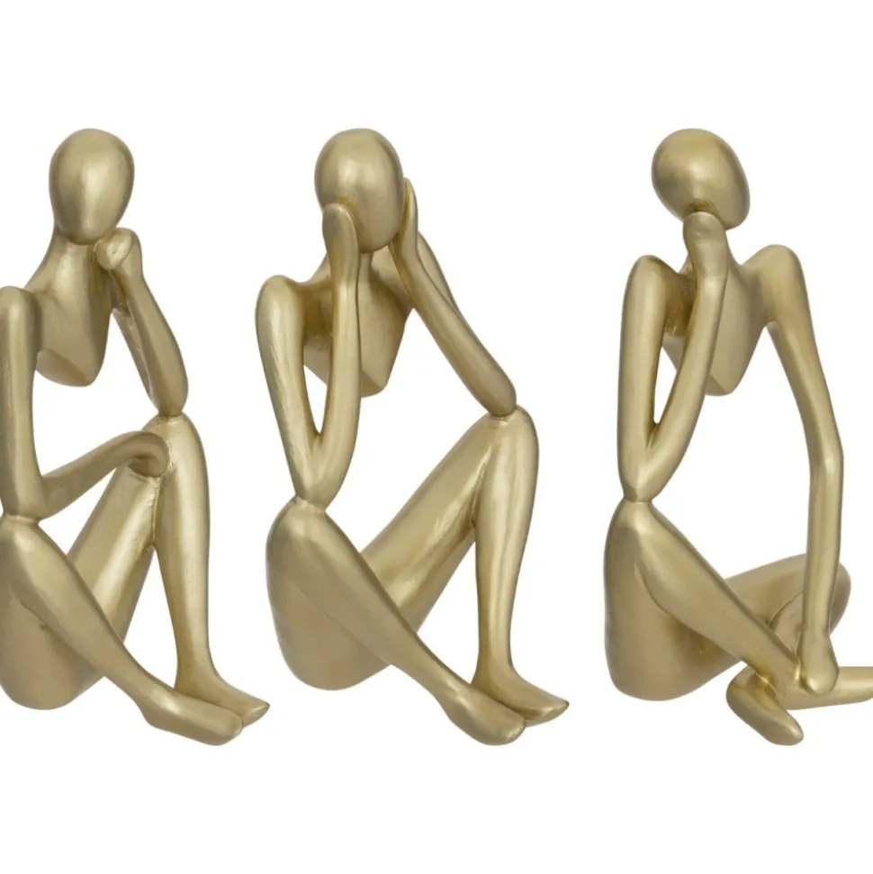 Zestaw 3 złotych figurek Le Collectionneur