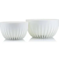 Zestaw doniczek Stripped Eco recykling białe