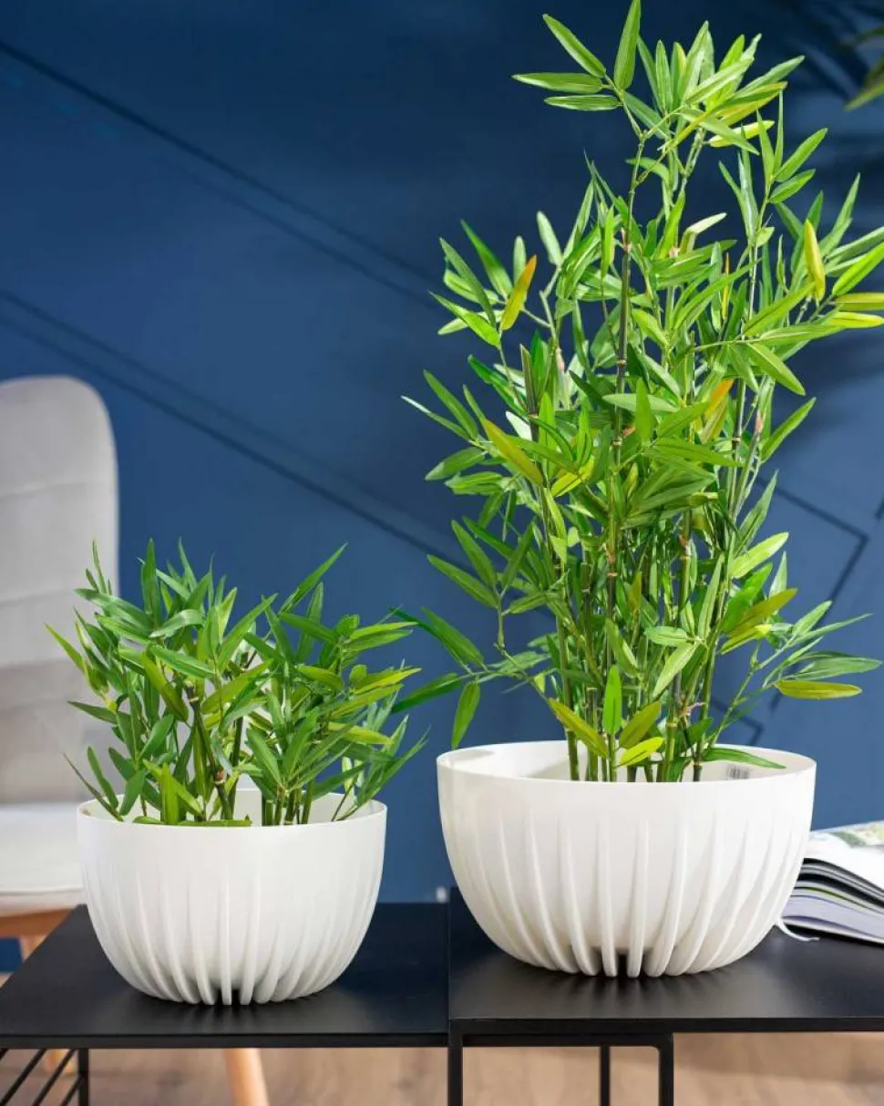 Zestaw doniczek Stripped Eco recykling białe
