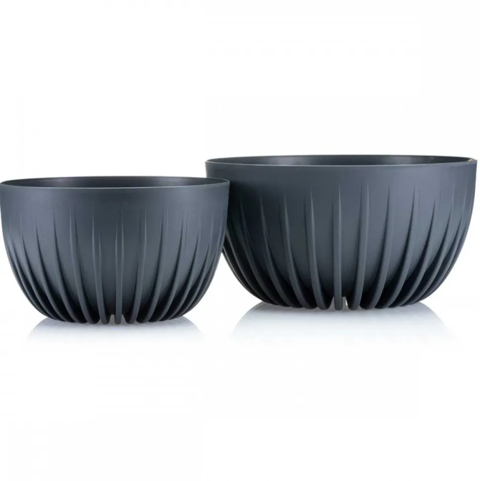 Zestaw doniczek Stripped Eco recykling antracyt