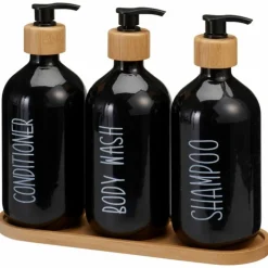 Zestaw dozowników łazienkowych w kolorze czarnym 3x500 ml