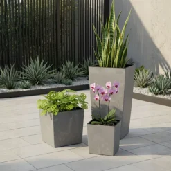 Zestaw dużych nowoczesnych donic Szary beton 3 szt