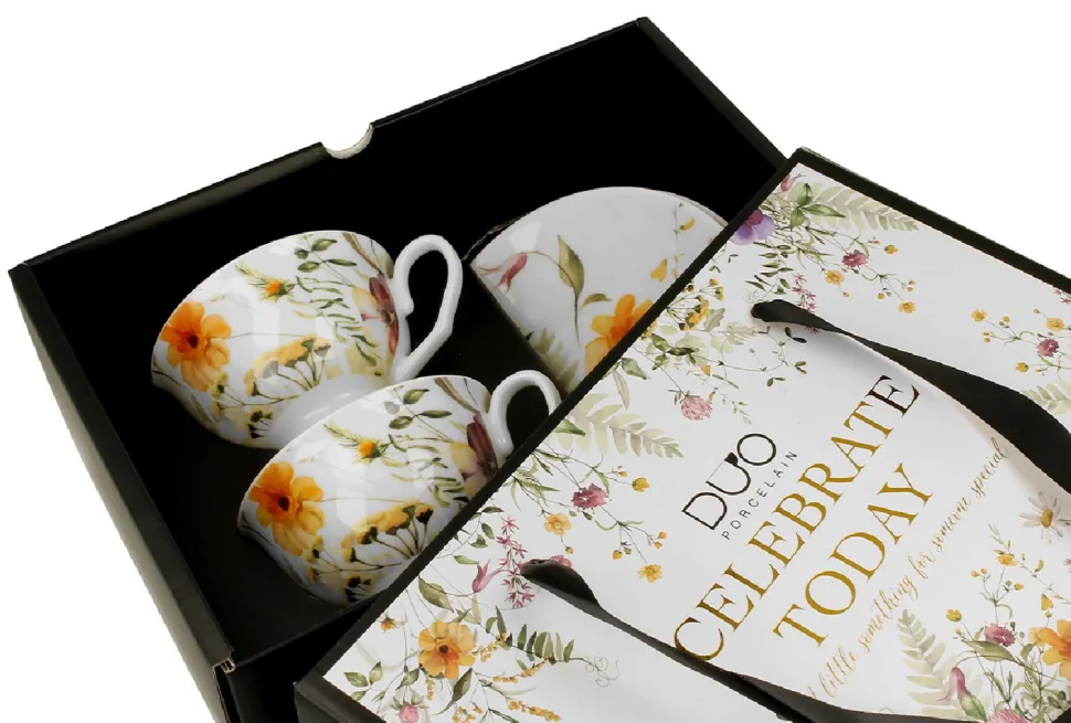 Zestaw filiżanek ze spodkami PANSY 2 sztuki 250 ml