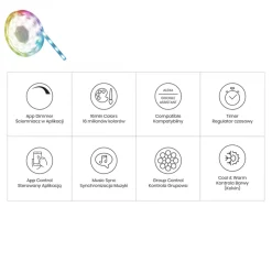 Zestaw Led RGB 5m 12V 12,5W Wi-Fi Smart Yuya Zasilacz IP65