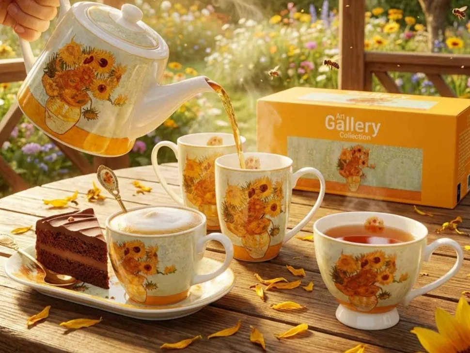 Zestaw śniadaniowy filiżanka ze spodkiem Van Gogh Sunflowers