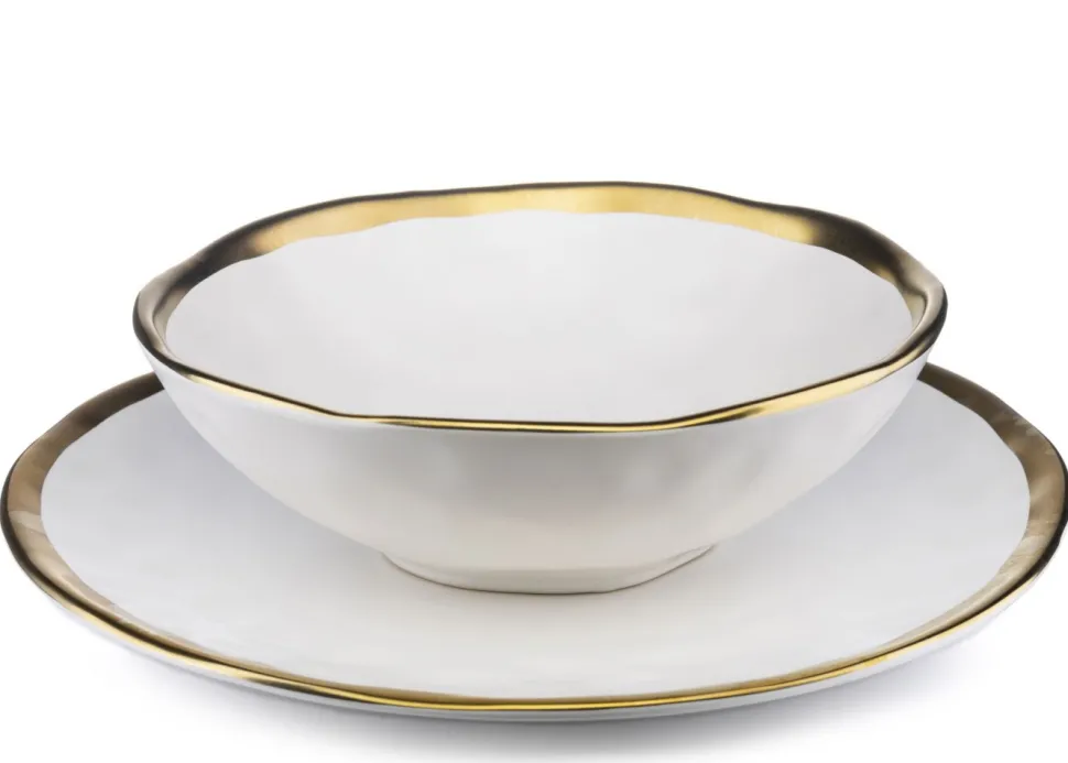 Zestaw ośmiu talerzy LISSA WHITE GOLD