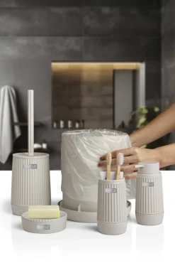 Zestaw łazienkowy 5 el Nida beżowy * OKYANUS Discount