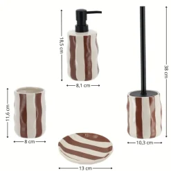 Zestaw łazienkowy Nola 4 el pasy mocha * TENDANCE Discount