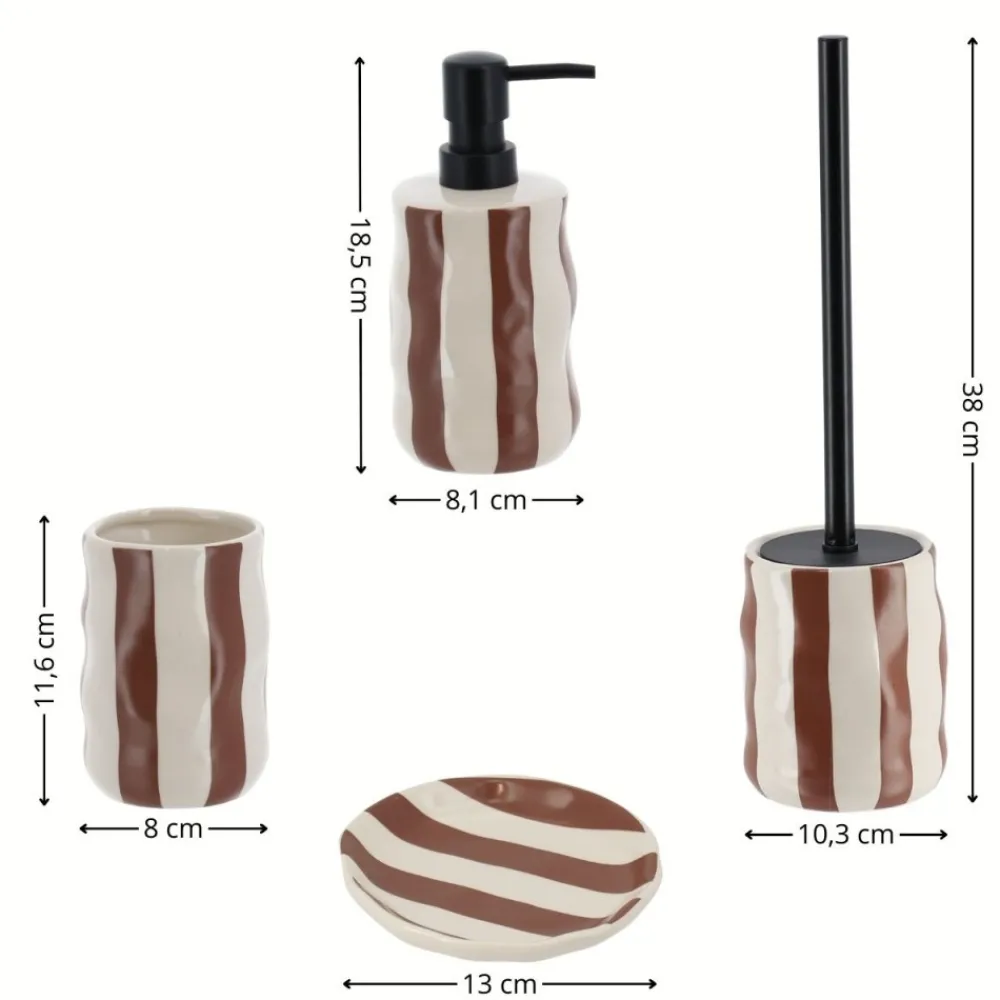 Zestaw łazienkowy Nola 4 el pasy mocha * TENDANCE Discount