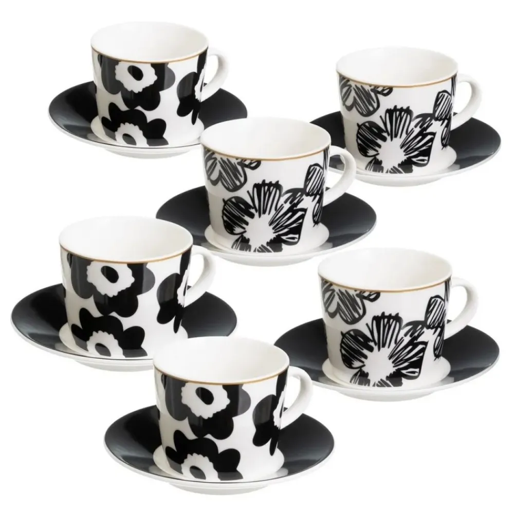 Zestaw ceramicznych filiżanek Pansy 6x100 ml * HowHomely