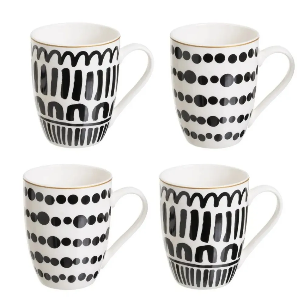 Zestaw ceramicznych kubków Lyne 4x 350 ml * HowHomely New