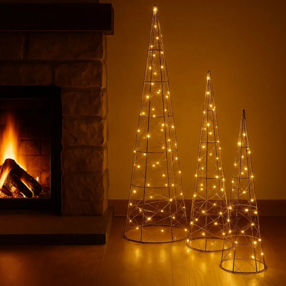 Zestaw 3 choinek stożek LED * Feeric Discount