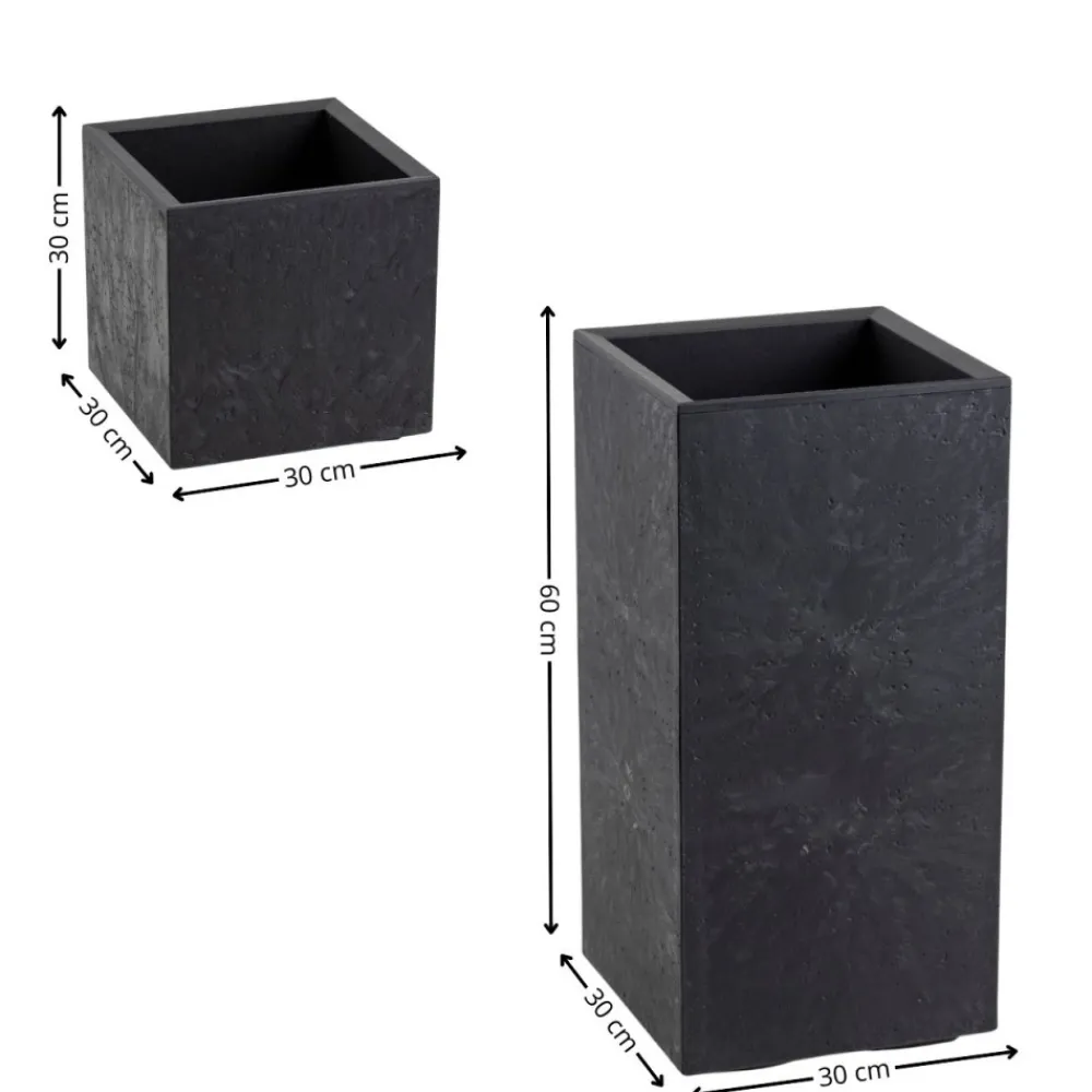Zestaw donic na kółkach Betonique Słupek czarny beton 2 szt * HowHomely Outlet