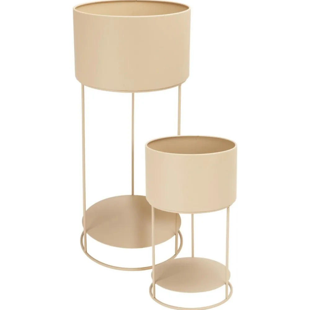 Zestaw 2 donic na stojakach beżowy 25,5x56,5 i 20x34,5 cm * H&S Decoration Discount