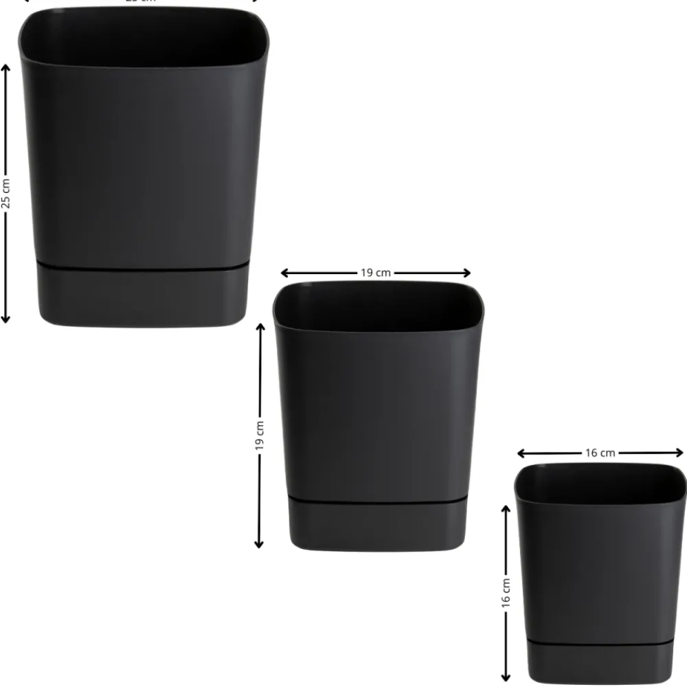 Zestaw donic z podstawką CUBI recykling czarne 3 szt * HowHomely New