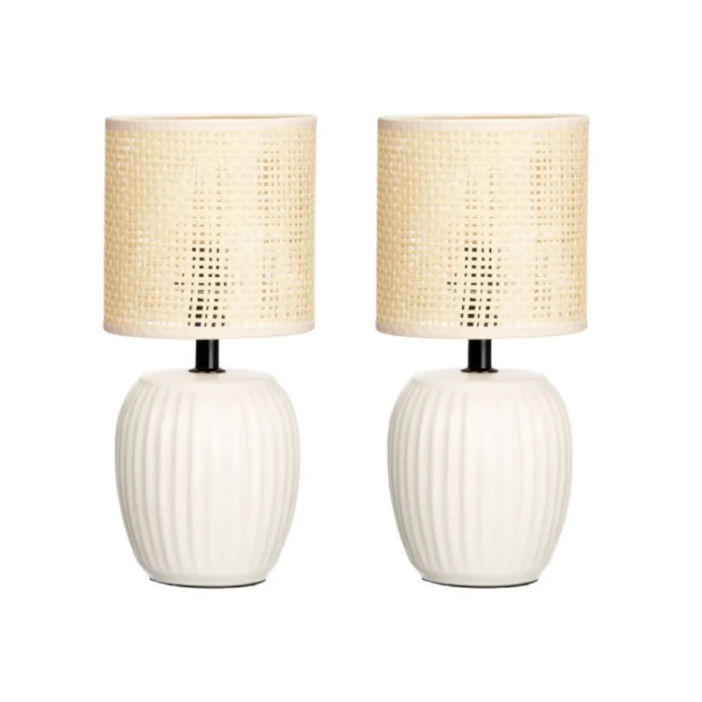 Zestaw dwóch lamp z beżowym abażurem * GIFTDECOR Discount