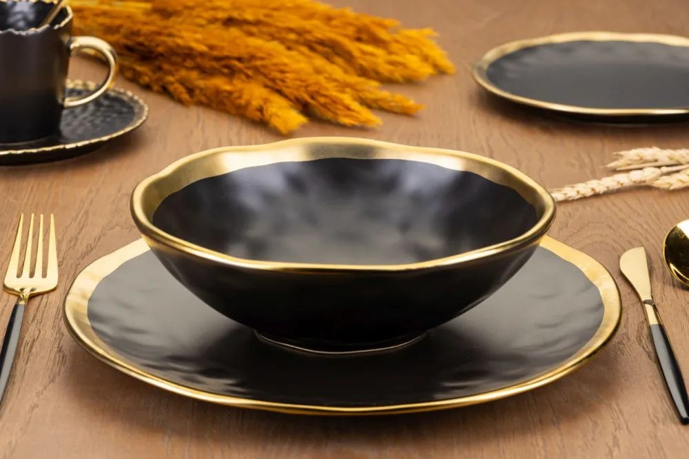 Zestaw dwóch talerzy LISSA BLACK GOLD * HowHomely Discount