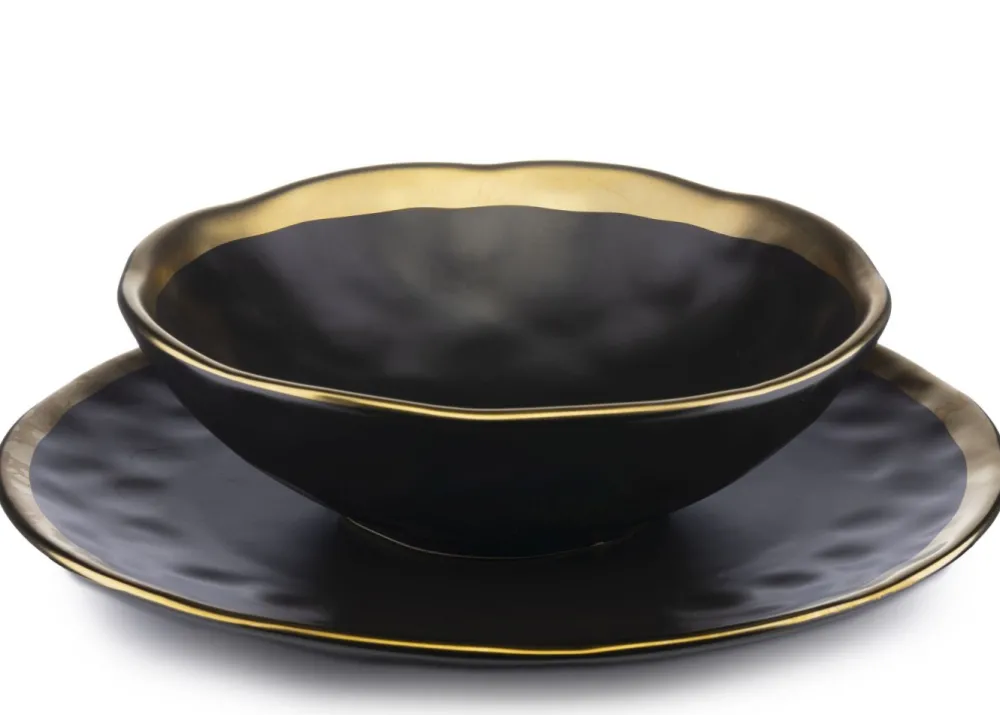 Zestaw dwóch talerzy LISSA BLACK GOLD * HowHomely Discount