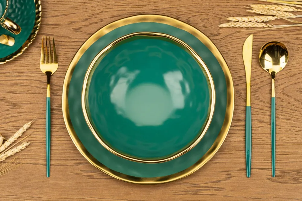 Zestaw dwóch talerzy LISSA GREEN GOLD * HowHomely
