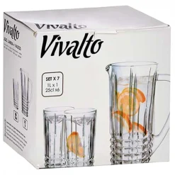 Zestaw 7 el szklanki 6x 250 ml dzbanek 1L * VIVALTO